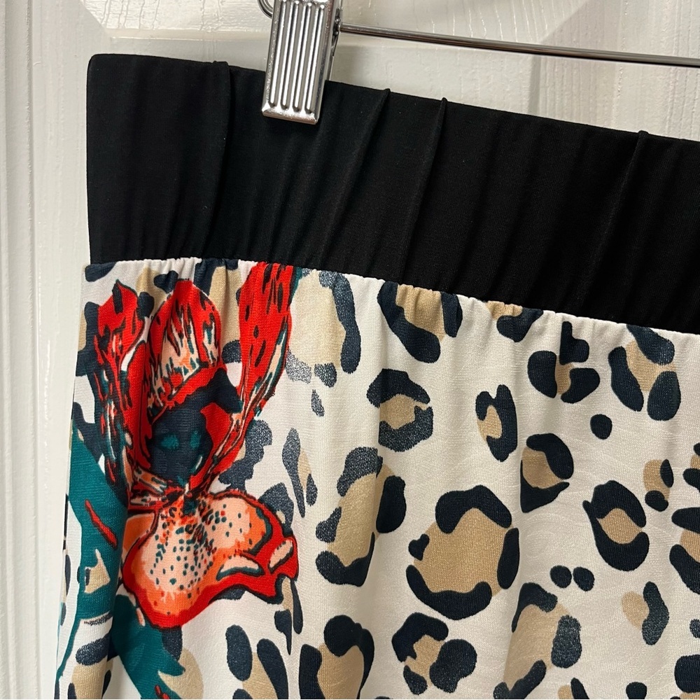 Soft Surroundings Floral Leopard Print Wrap Skirt Multicolor Size Petite Large - Picture 11 of 12